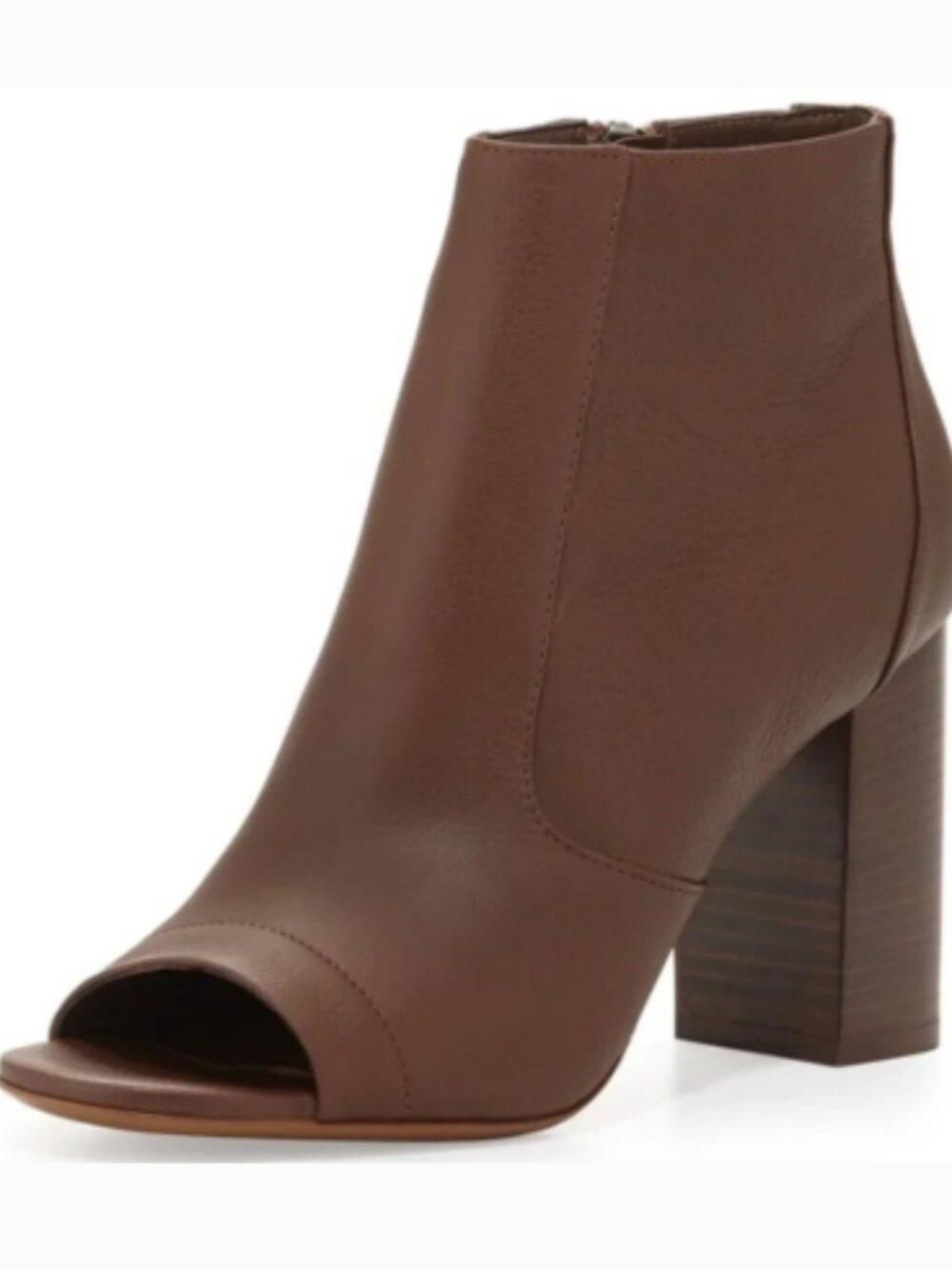 Vince Fionn Leather Open Toe Booties Brown Size 7